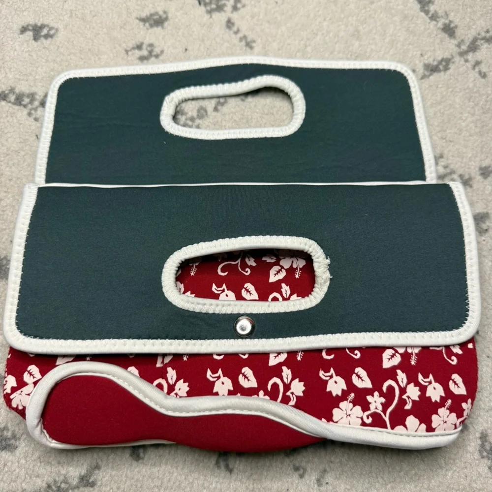 Cute Red Floral Neoprene 6 pack Reusable Drink Bottle Cooler